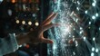 © Leafart - Human hand touching digital transformation modern interface connection technology. Generated AI