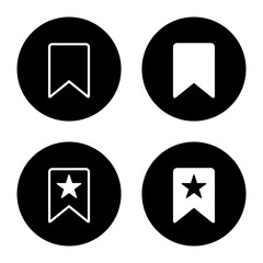 Fototapete - Bookmark favorite icon on black circle. Book mark, ribbon concept