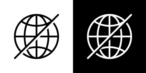 Offline internet icon in globe style. Disconnected network concept