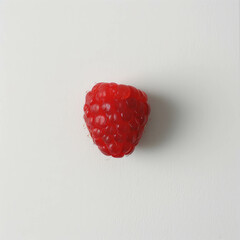 Wall Mural - Explore the detailed texture and vivid color of a single raspberry on a plain area in this AI stock photo, an artistic portrayal of natural beauty enhanced by AI generative technology.
