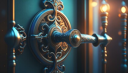 Wall Mural - A gate handle of a room