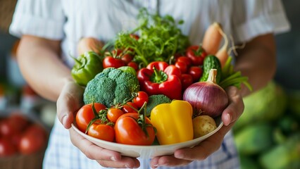 nutritionist  fruit and vegetables in a basket