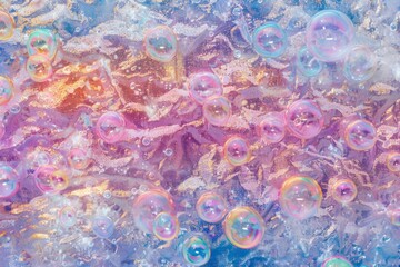Wall Mural - Vibrant bubbles dancing on the water's surface. Beauty concept