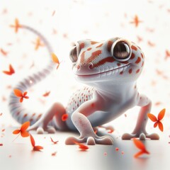Wall Mural - chameleon on a white background