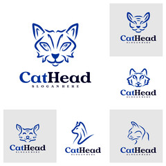 Wall Mural - Set of Cat logo vector template, Creative Cat head logo design concepts