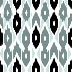 Wall Mural - Seamless geometric pattern in black, white, and gray colors with diamond shapes, creating a trendy and stylish design.