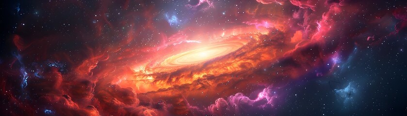 Poster - mesmerizing celestial swirl a captivating neon galaxy backdrop for space themed designs and products