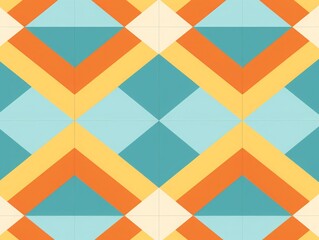 Wall Mural - Vibrant geometric pattern with colorful intersecting lines in orange, yellow, and turquoise shades, ideal for backgrounds and designs.