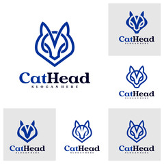 Wall Mural - Set of Cat logo vector template, Creative Cat head logo design concepts