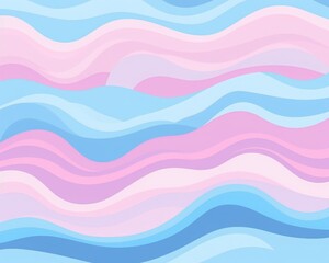 Wall Mural - Abstract, colorful wave pattern in pastel shades of pink, blue, and purple, creating a serene and calming visual effect.