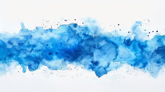 Blue watercolor brush strokes. Abstract painting.