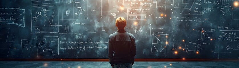 Poster - a math tutor conducting an online session explaining complex concepts through a virtual blackboard s