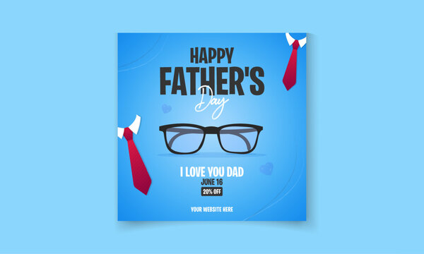 father's day sale social media post template Online business offer promotion banner