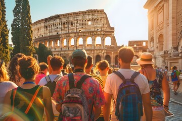 lgbtq+ tours: design an image of lgbtq+ tours, showcasing a group of diverse travelers exploring his