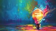 © Bijac - colorful liquid glass light bulb splashing with creative inspiration artistic concept of imagination and ideas abstract background