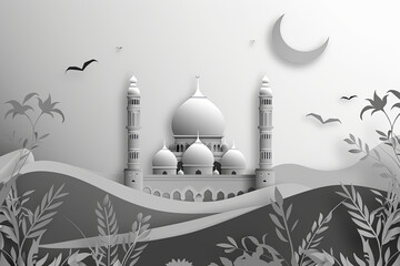 Islamic background for a mosque in gray, a background for Ramadan. Social media posts .Muslim Holy Month Ramadan Kareem .Ramadan
