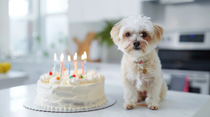 Wall Mural - Pet have a Birthday with Cake