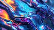 © Eireen - Background with fluid smooth chrome liquid texture waves, motion holographic effect wallpaper or banner