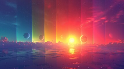 Wall Mural - sky gradients celestial events: a 3d illustration capturing the gradient of colors in the sky during