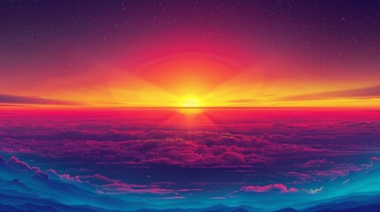 Wall Mural - Sky Gradients Celestial: An illustration depicting the gradient of colors in the sky as a celestial event