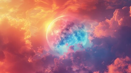 Wall Mural - Sky Gradients Nature's Canvas: A 3D illustration depicting the sky as nature's canvas