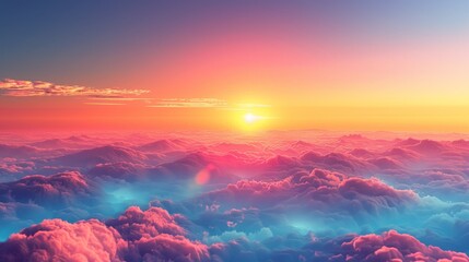 Wall Mural - Sky Gradients Sunrise: A 3D illustration depicting the gradient of colors in the sky during sunrise