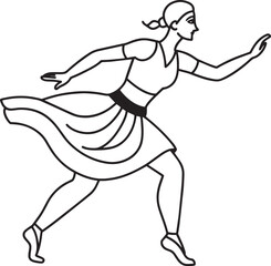 Wall Mural - silhouette of a ballerina dancing illustration black and white