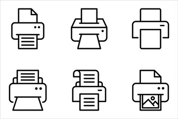 Fototapete - Printer vector icons set for graphic and web design. vector illustration on white background