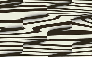 Sticker -  Abstract psychedelic stripes for digital wallpaper design. Line art pattern. Trendy texture. Monochrome design.Black and white. Geometry curve lines pattern. Futuristic concept