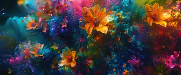 Wall Mural - An Abstract Garden Of Love Blooming With Cosmic Colors, Abstract Background Images