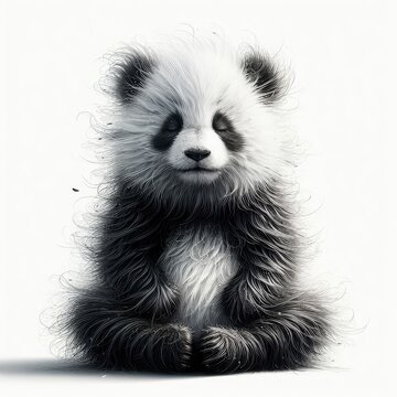 3d panda bear on white