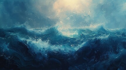 Wall Mural - The dynamic and swirling patterns of ocean waves, depicted in shades of turquoise and deep blue, are captured in this digital artwork, embodying a serene yet powerful sea.