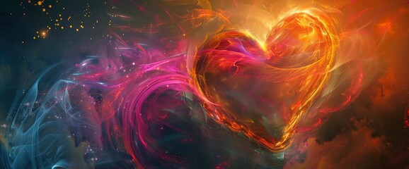 Wall Mural - An Abstract Heart Pulsating With Vibrant Energy, Abstract Background Images