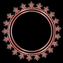 Pink Golden circular round ornament floral pattern Victorian Damask traditional style, illustration Vintage Desig, Floral frames, Mandala, Antique, Morroccan