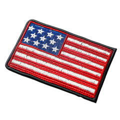 embroidered patch of american flag with transparent background