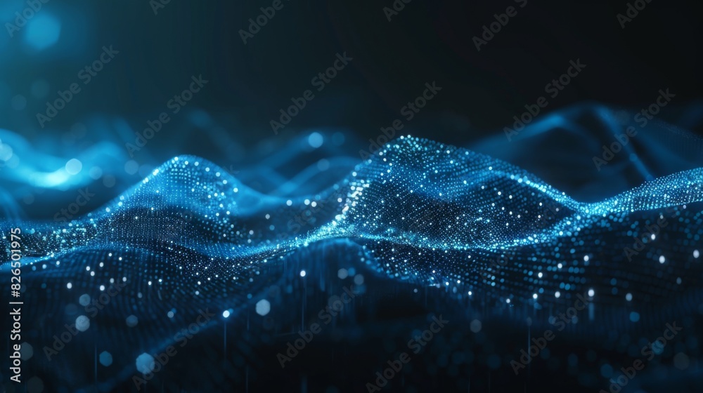 Abstract Blue Glowing Digital Network: Technology Concept Banner Design ...