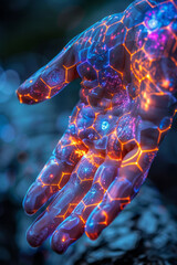 Aufkleber - Abstract seamless background of hands forming hexagonal shapes, emphasizing connectivity and energy,