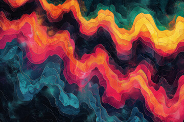 Fototapete - Isometric abstract seamless pattern of heartbeat lines forming a zigzag across the design,