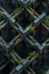 Fototapete - Isometric pattern of heartbeat lines creating a lattice effect, emphasizing structure and flow,