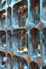 Fototapete - Isometric pattern of heartbeat lines creating a lattice effect, emphasizing structure and flow,