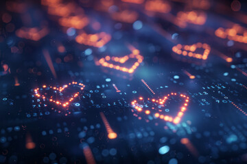 Poster - Seamless isometric pattern with heartbeat shapes forming arrow-like directions, highlighting movement,