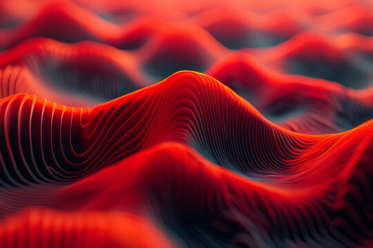 Isometric pattern of heartbeat lines forming cascading waves, symbolizing continuous flow,