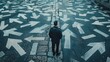 © Vlad - Choose the Right Path: Confused Man Facing Decisions with Arrows