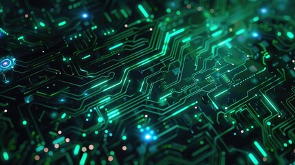 Poster - Digital circuit board pattern creating a tech-themed background.