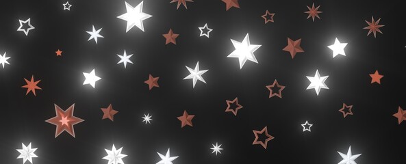 Wall Mural - XMAS Stars - Banner with golden decoration. Festive border with falling glitter dust and stars.