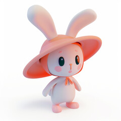 Wall Mural - Bunny in a hat icon in 3D style on a white background