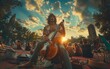 © jaykoppelman - Musician performing in a park during sunset with an audience