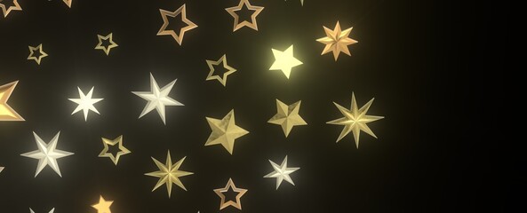 Wall Mural - Shimmering Starry Christmas: Spectacular 3D Illustration Showcasing Falling Holiday Stars