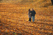 © iredman - happy family couple walking in the park in autumn
