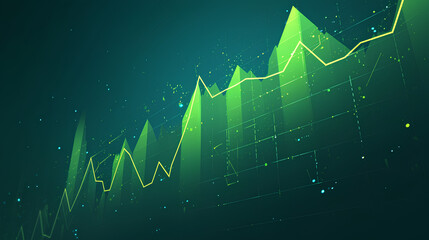 green trading business graph on technology abstract background